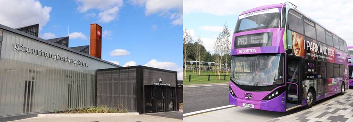Stourton Park & Ride entrance with bus