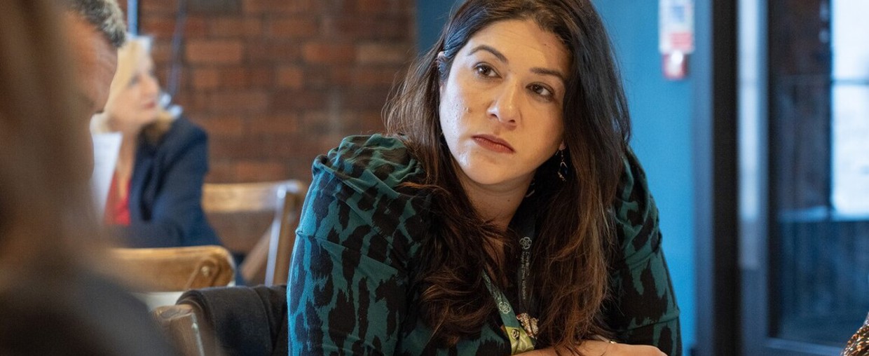 West Yorkshire Inclusivity Champion, Fatima Khan-Shah at the VCSE Conference at Tileyard Wakefield 