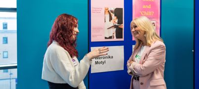 Mayor Tracy Brabin talking to a finalist from the Mayor's Big Ideas Challenge For Young People