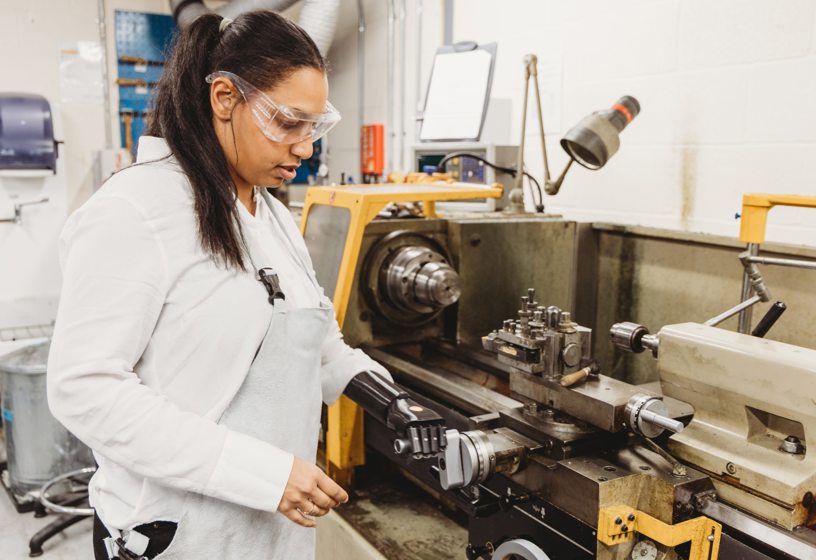 Woman Operating Machinery