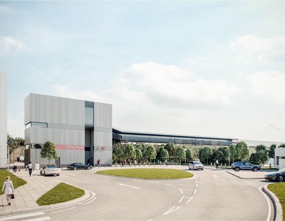An artist impression of the White Rose rail station in Leeds