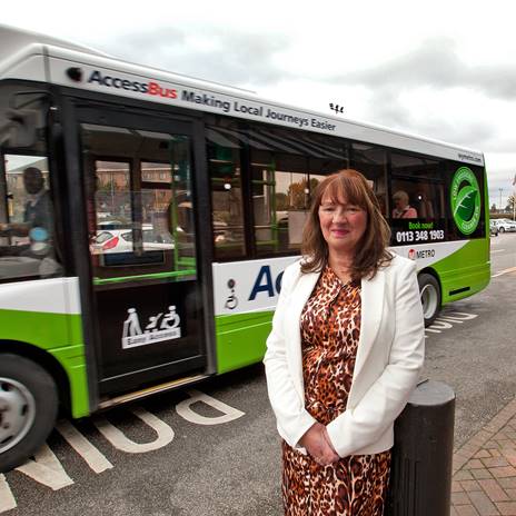 Cllr Groves with refurbished, greener AccessBus 