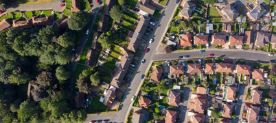Aerial view of houses