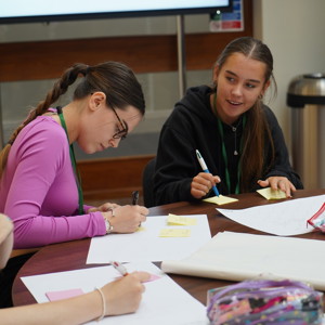 Children working at school, making posters 