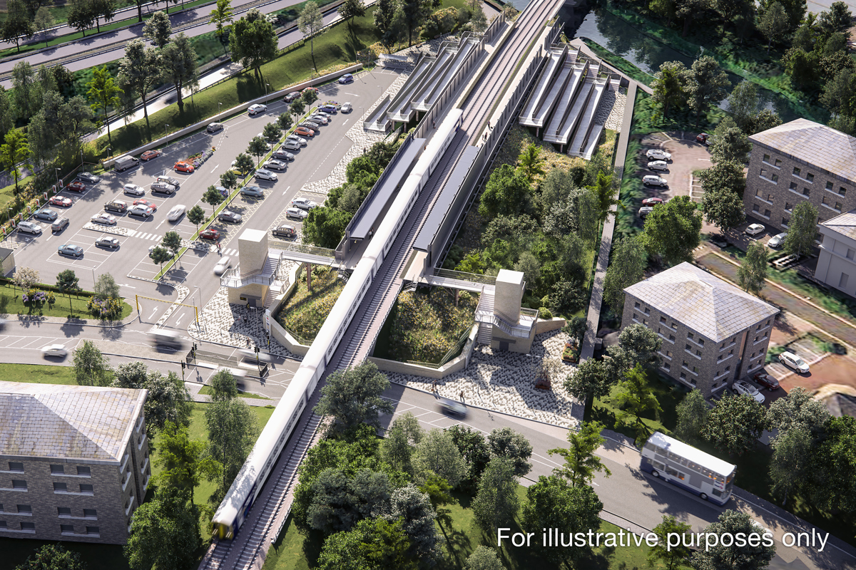 Elland Station Aerial - concept image