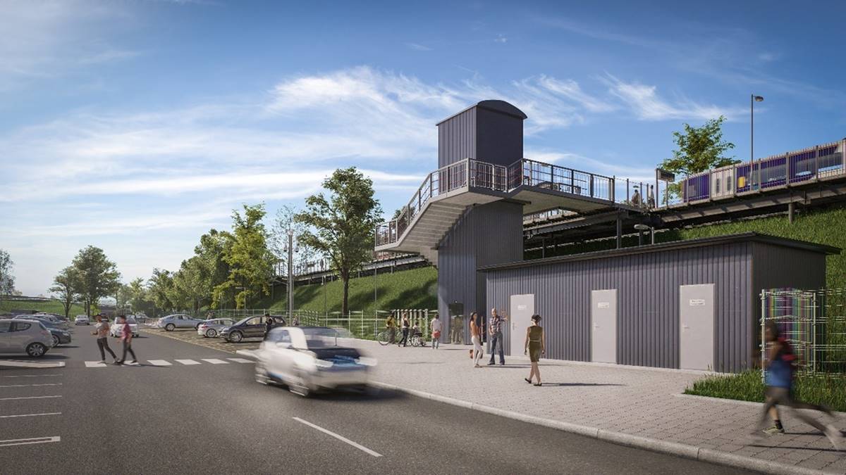 CGI image of Elland Rail Station