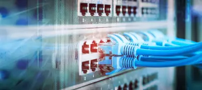 Cables plugged in to a server