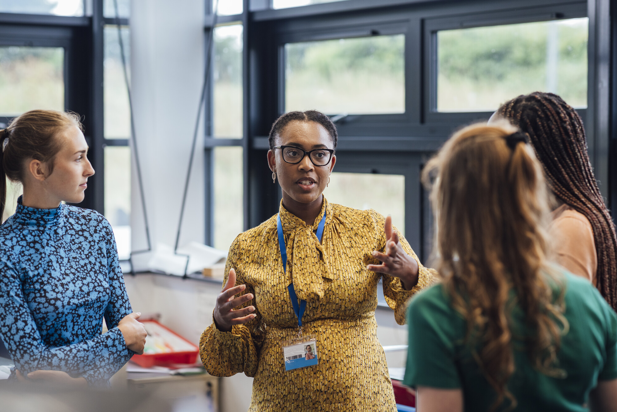 People talking in a group at a business event
