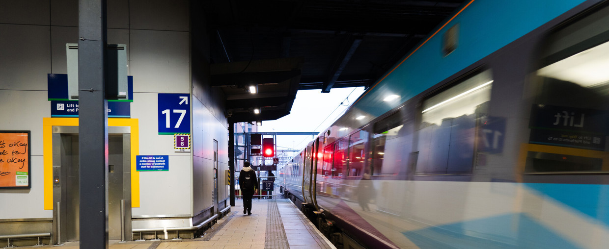 Transpennine Express train at Leeds rail station
