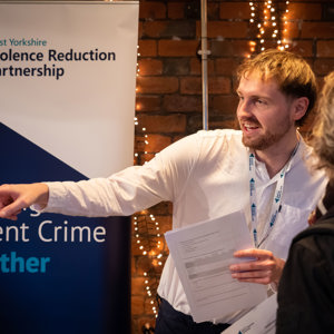 Two people speaking at a VRP event
