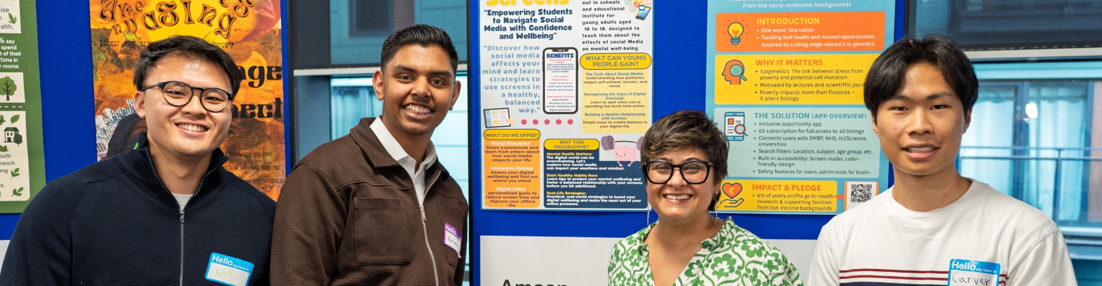 Mayor's big ideas challenge competition three students and trainer