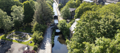 Birds-eye view of Hebden Bridge Rochdale Canal