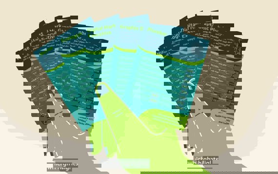 Illustrated hand holding cards with job title and role information written on them 