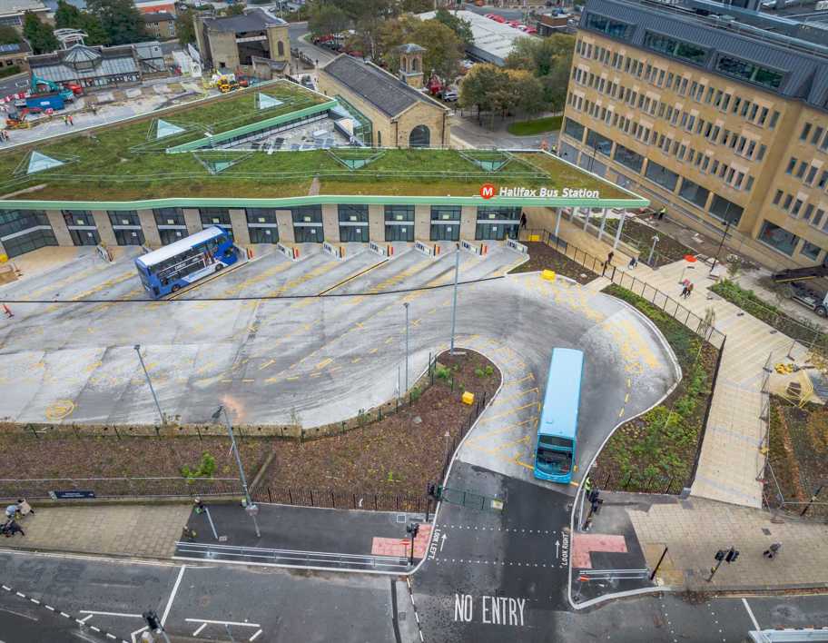 Aerial image of Halifax Bus Station temporary demolition
