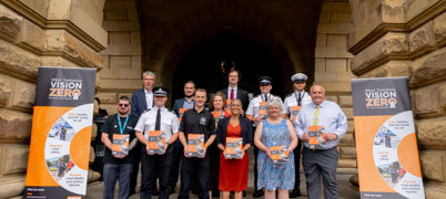 Vision Zero partners stand together at Vision Zero launch event