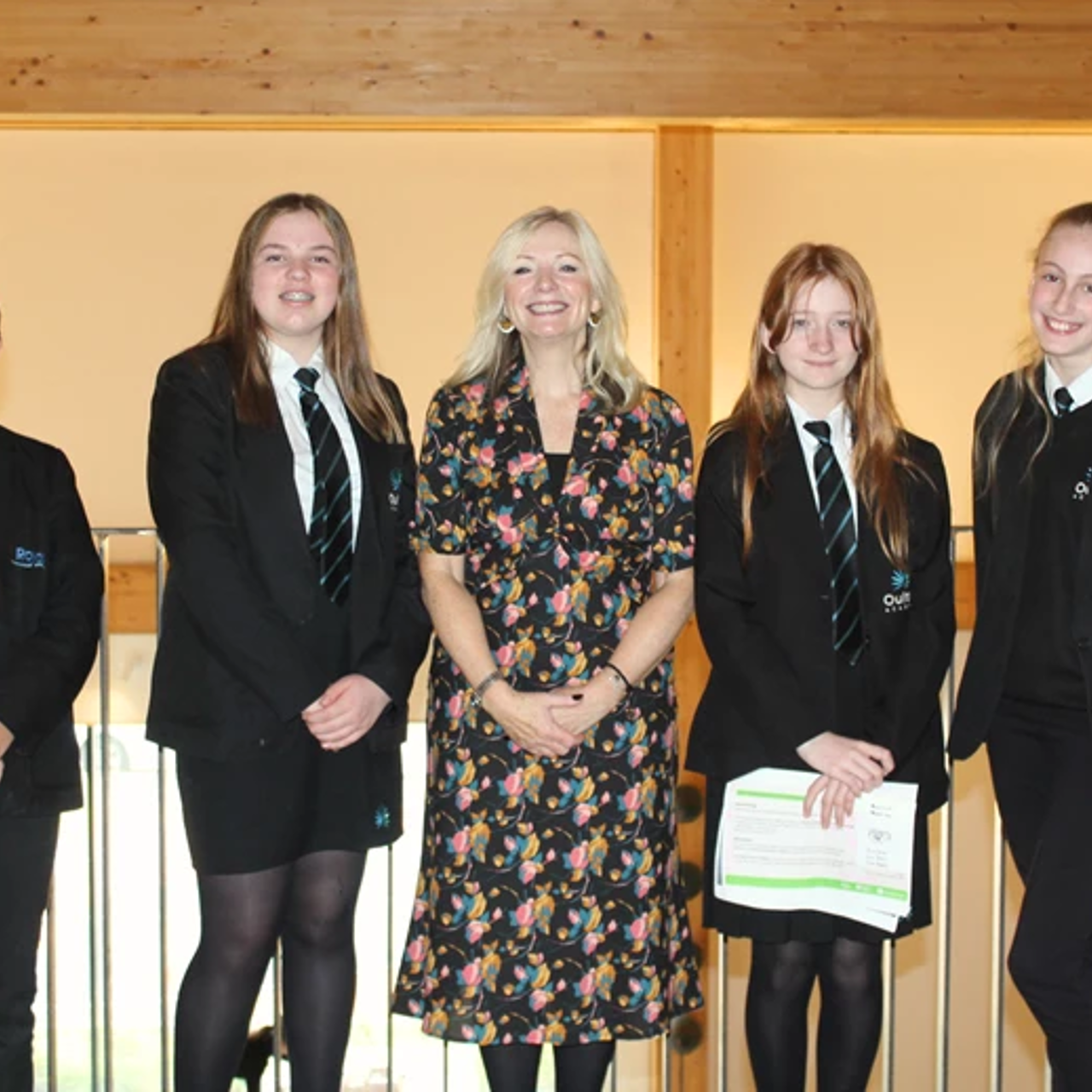 Mayor of West Yorkshire, Tracy Brabin, with pupils from  Oulton Academy