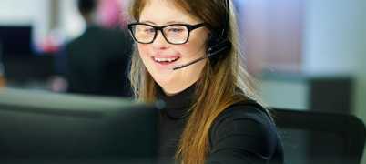 Call centre colleague wearing a headset