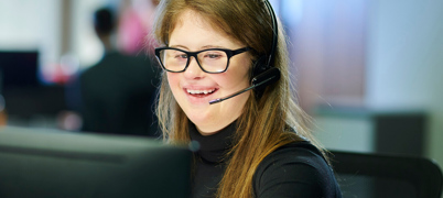 Call centre colleague wearing a headset