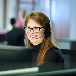 Call centre colleague wearing a headset