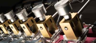 Close up of textile machinery