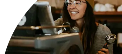Person working in a cafe