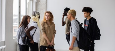 A group of young students