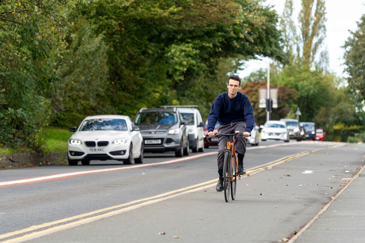 Man Cycling in Leeds 2023