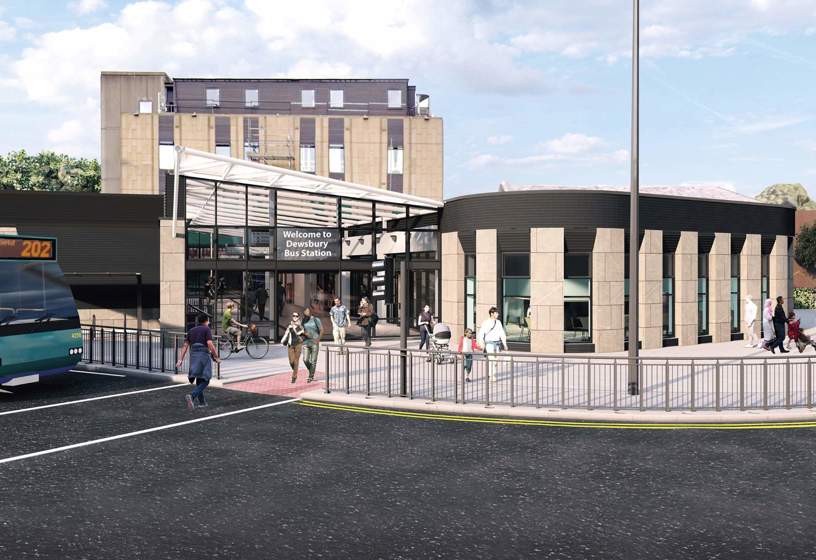Artist visualisation of the new Dewsbury bus station entrance