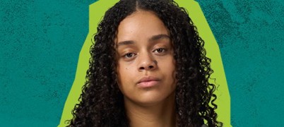 A young woman sat down