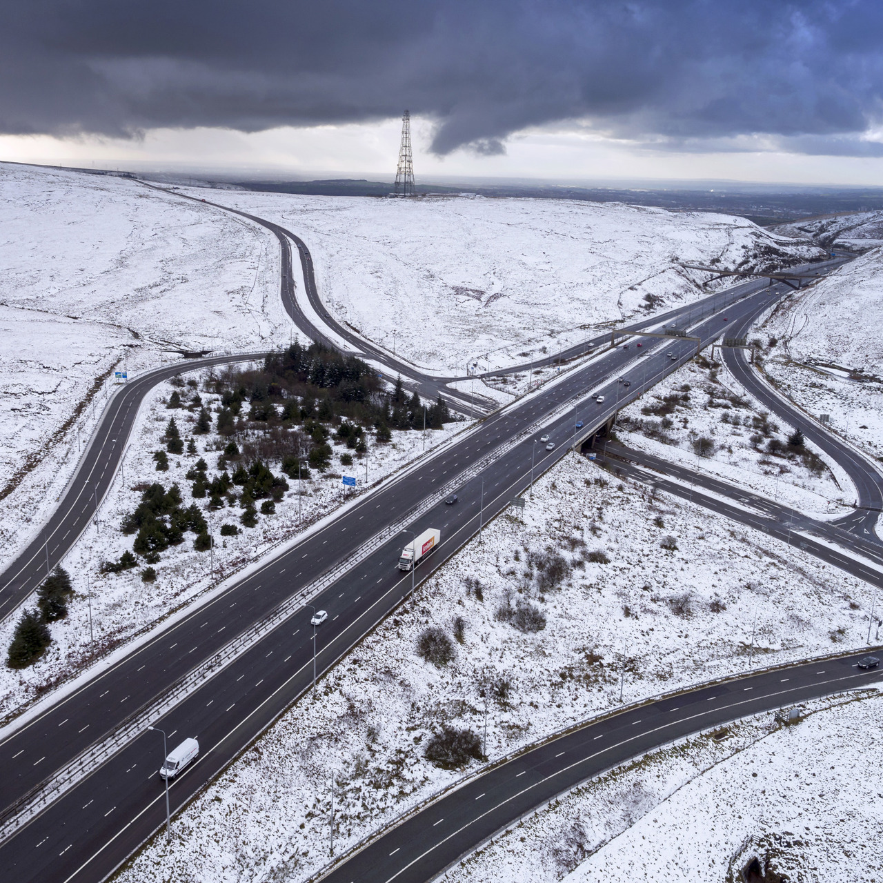 Snowy motorway