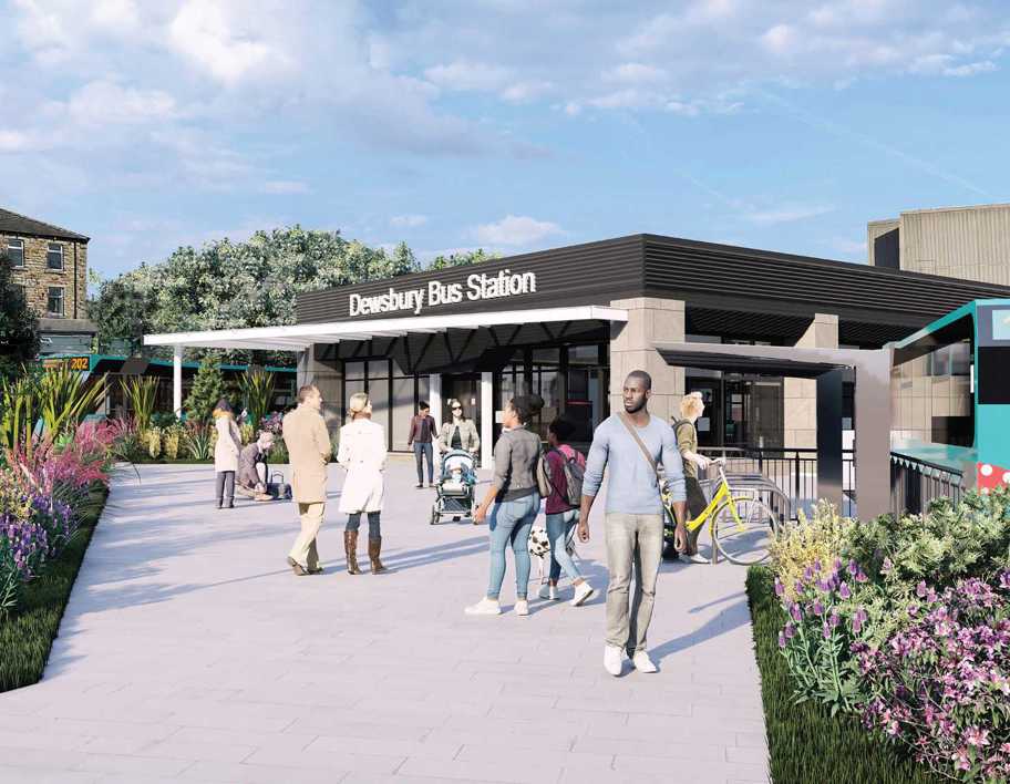 Artist visualisation of the new Dewsbury bus station entrance