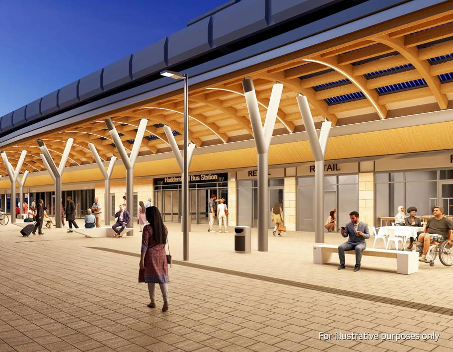 An artist impression of the proposals for the upgraded Huddersfield bus station