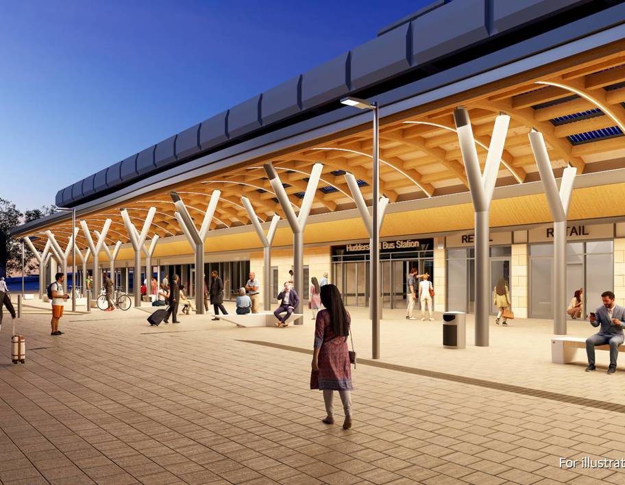 An artist impression of the proposals for the upgraded Huddersfield bus station