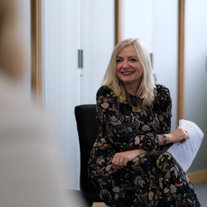Tracy Brabin sitting in a chair
